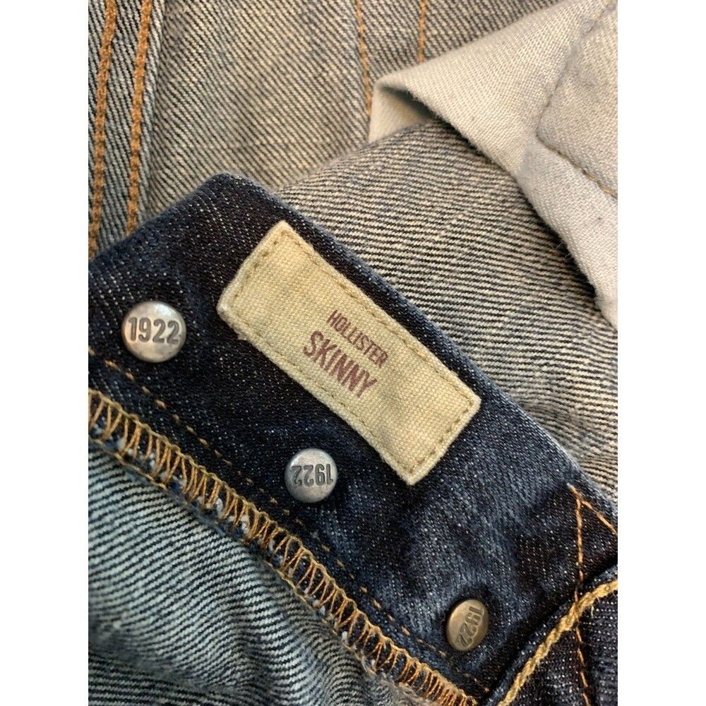 Hollister Jeans Mens 32x30 Slim Straight Mid Rise Button Fly Y2K Dark Denim - Picture 9 of 11